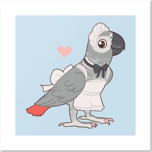 African Grey Maid Bird Posters and Art